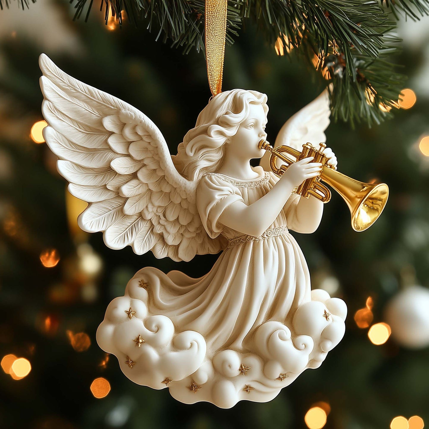 Trumpet Angel Christmas Mica Ornament GFSPQM70