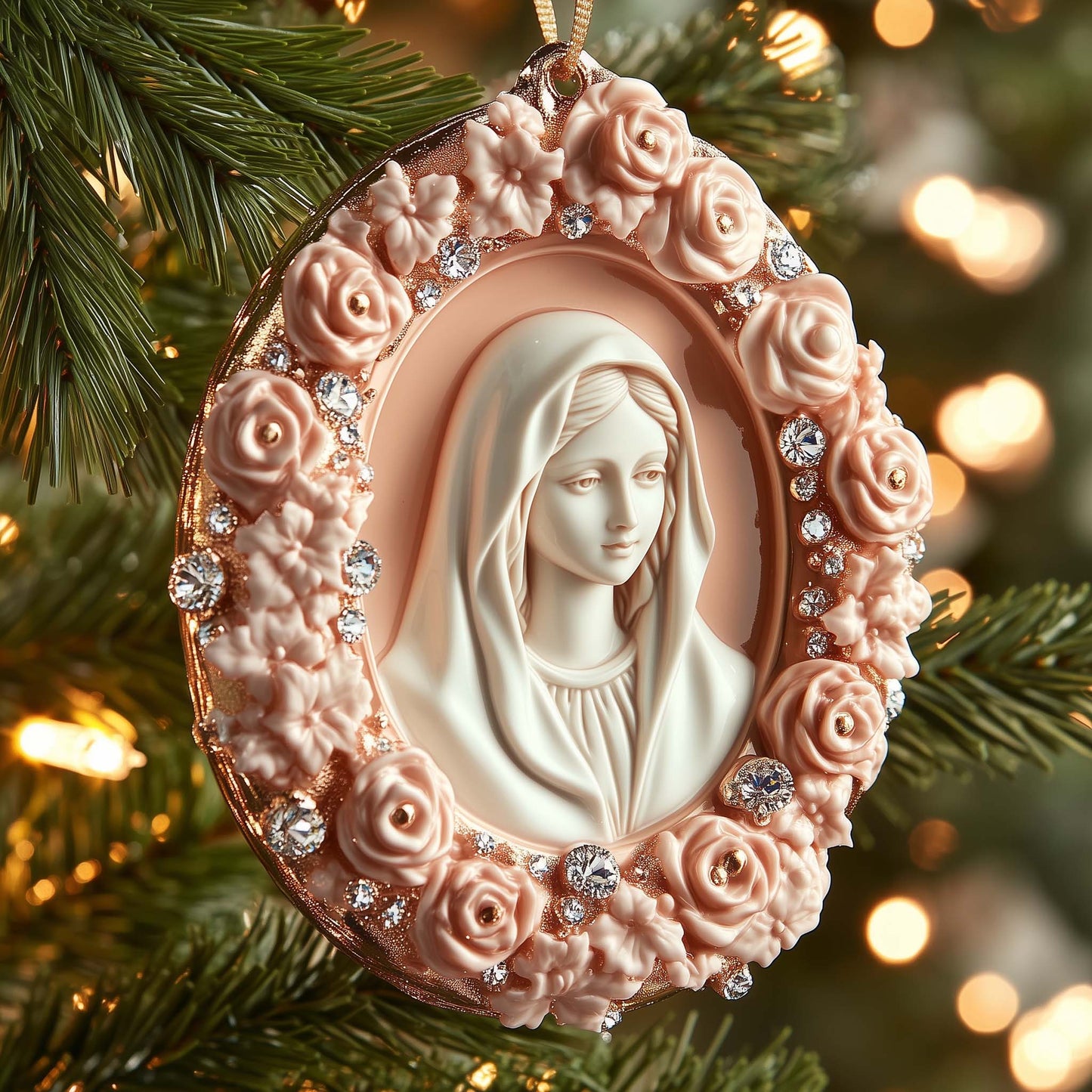 Rose Madonna Christmas Mica Ornament GFSPQM80