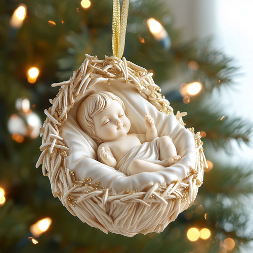 Baby Manger Christmas Mica Ornament GFSPQM82