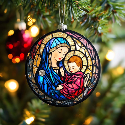Stained Madonna Christmas Mica Ornament GFSPQM88