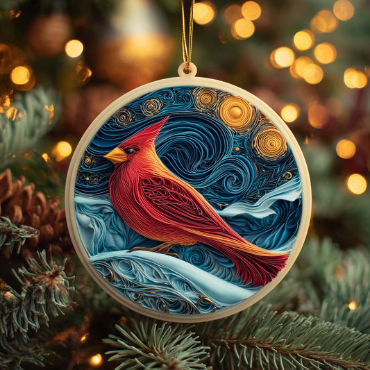 Quilled Cardinal Christmas Mica Ornament GFSPQM93