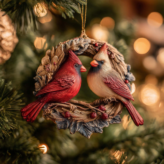 Cardinal Pair Christmas Mica Ornament GFSPQM94