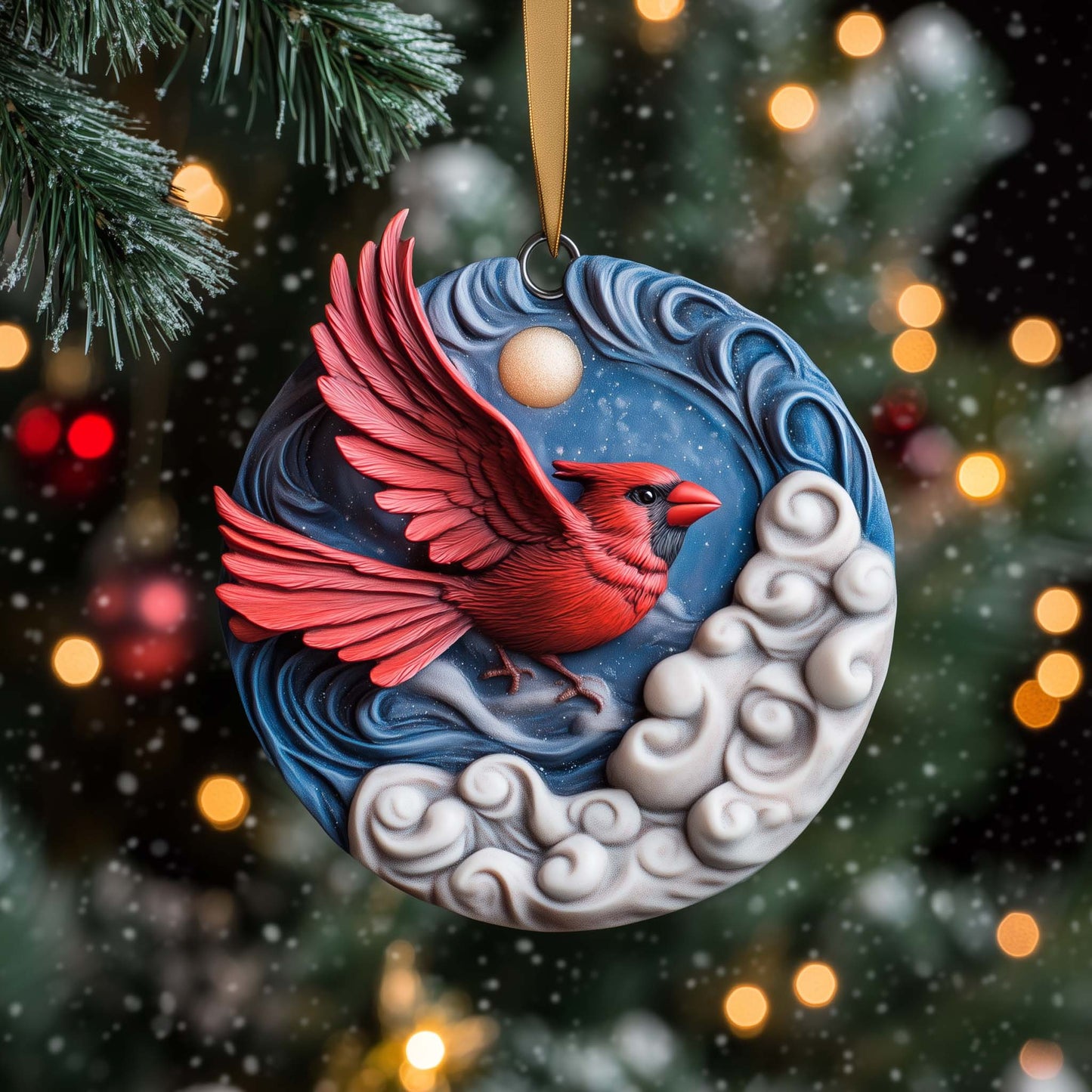 Flying Cardinal Christmas Mica Ornament GFSPQM98