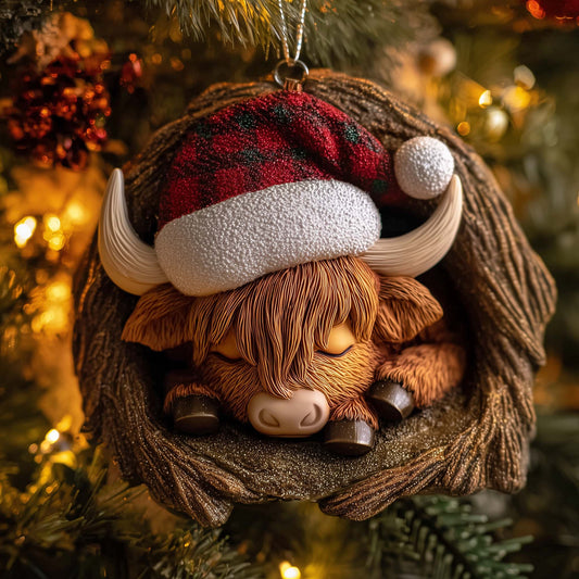 Highland Cow Christmas Mica Ornament GFSPTG01