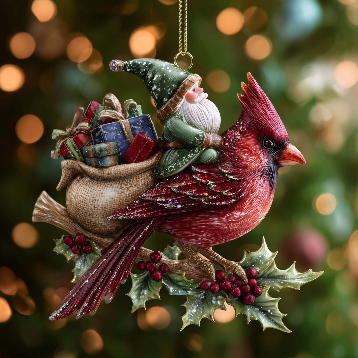 Festive Gnome Christmas Mica Ornament GFSPTG105