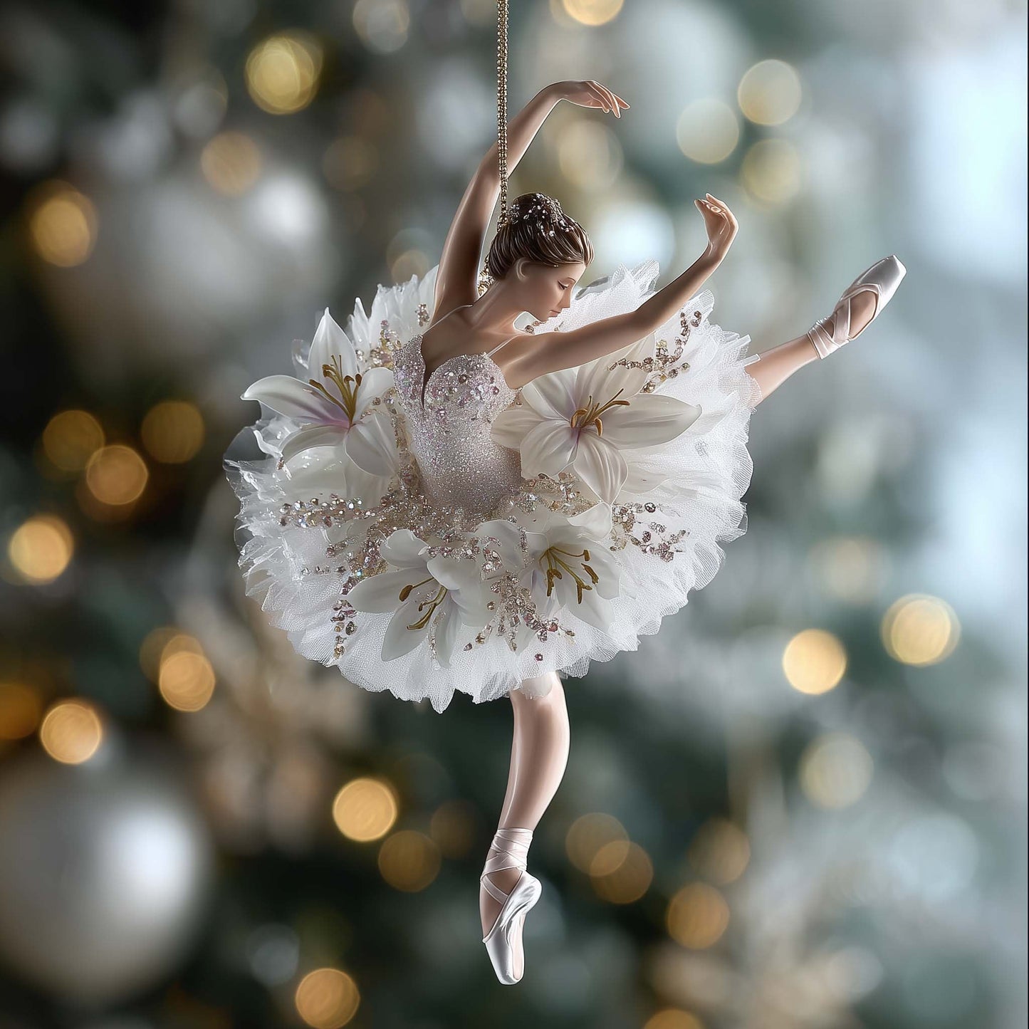 Floral Ballerina Christmas Mica Ornament GFSPTG55