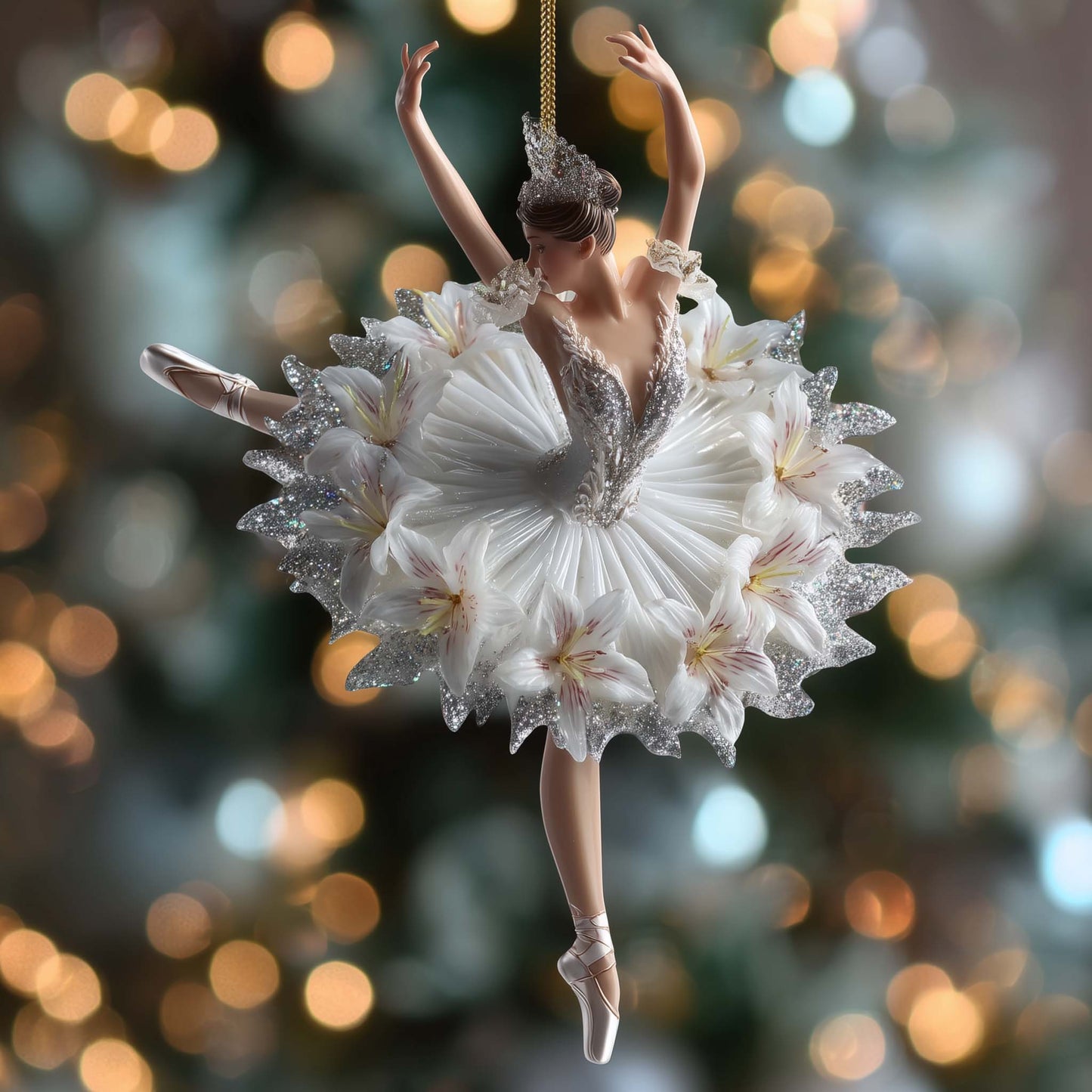 Floral Ballerina Christmas Mica Ornament GFSPTG56
