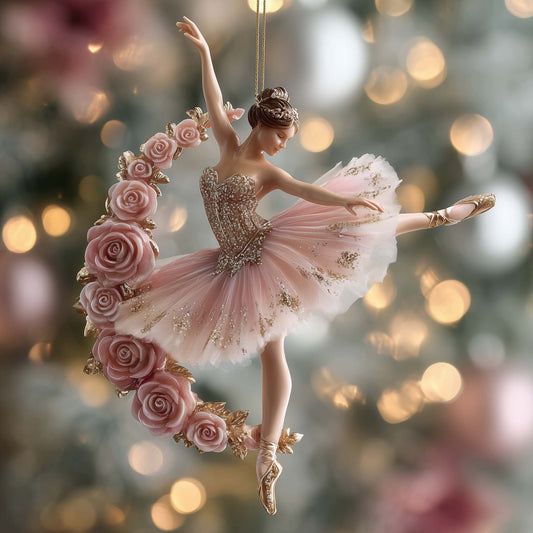 Floral Ballerina Christmas Mica Ornament GFSPTG60
