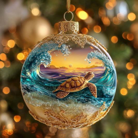 Turtle Drift Christmas Mica Ornament GFSPTG84