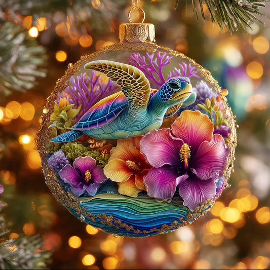 Turtle Drift Christmas Mica Ornament GFSPTG89