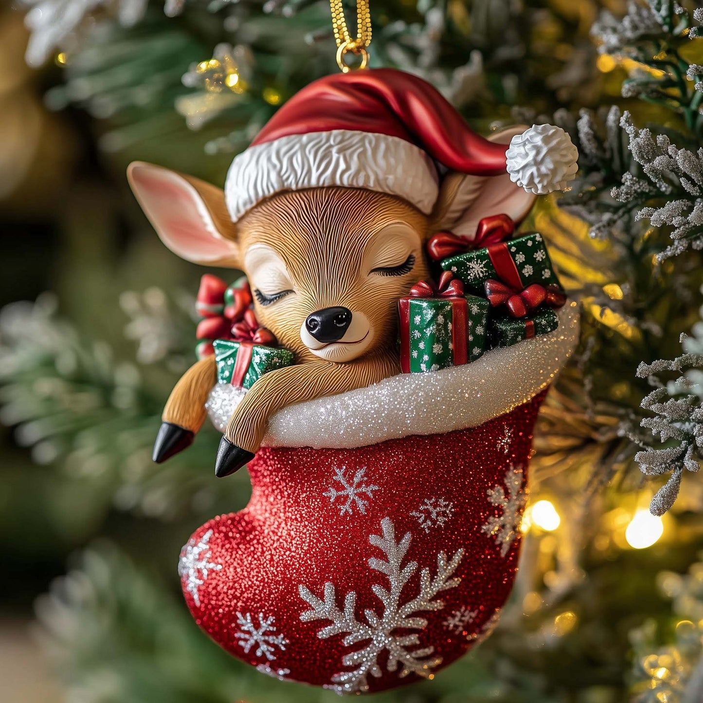 Deer Charm Christmas Mica Ornament GFSPTP54