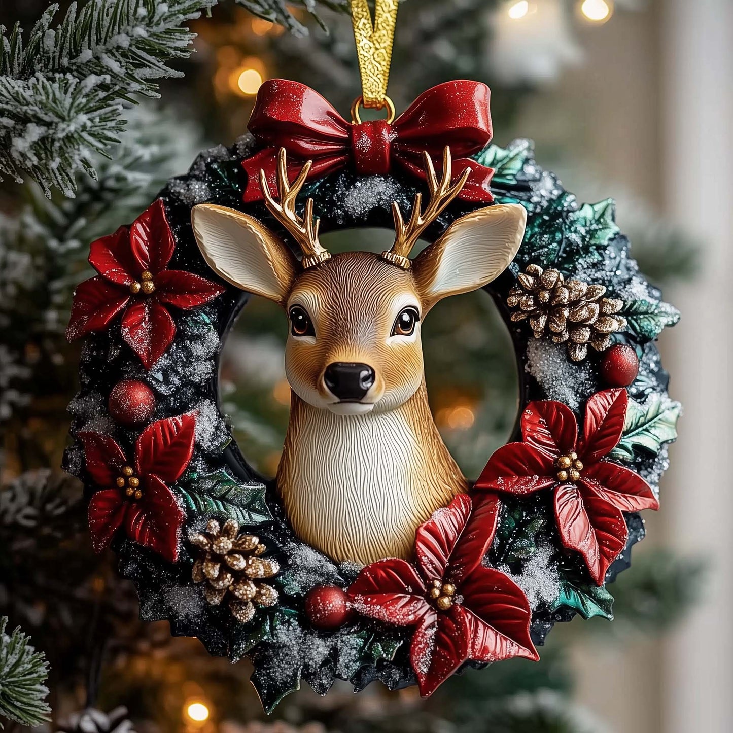 Deer Charm Christmas Mica Ornament GFSPTP56