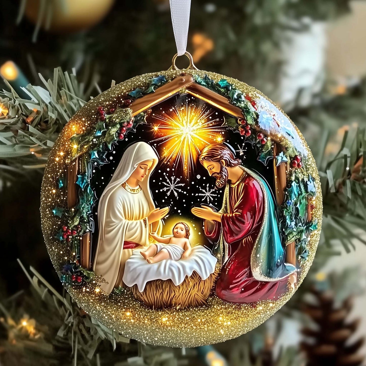 Nativity Christmas Mica Ornament GFSPTP64