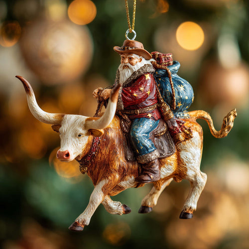 Cowboy Claus Christmas Mica Ornament GFSPTP95