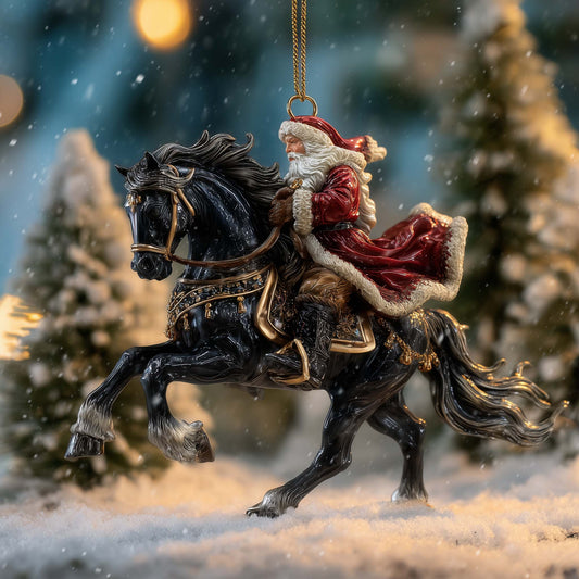 Santa Horseman Christmas Mica Ornament GFSPYC100