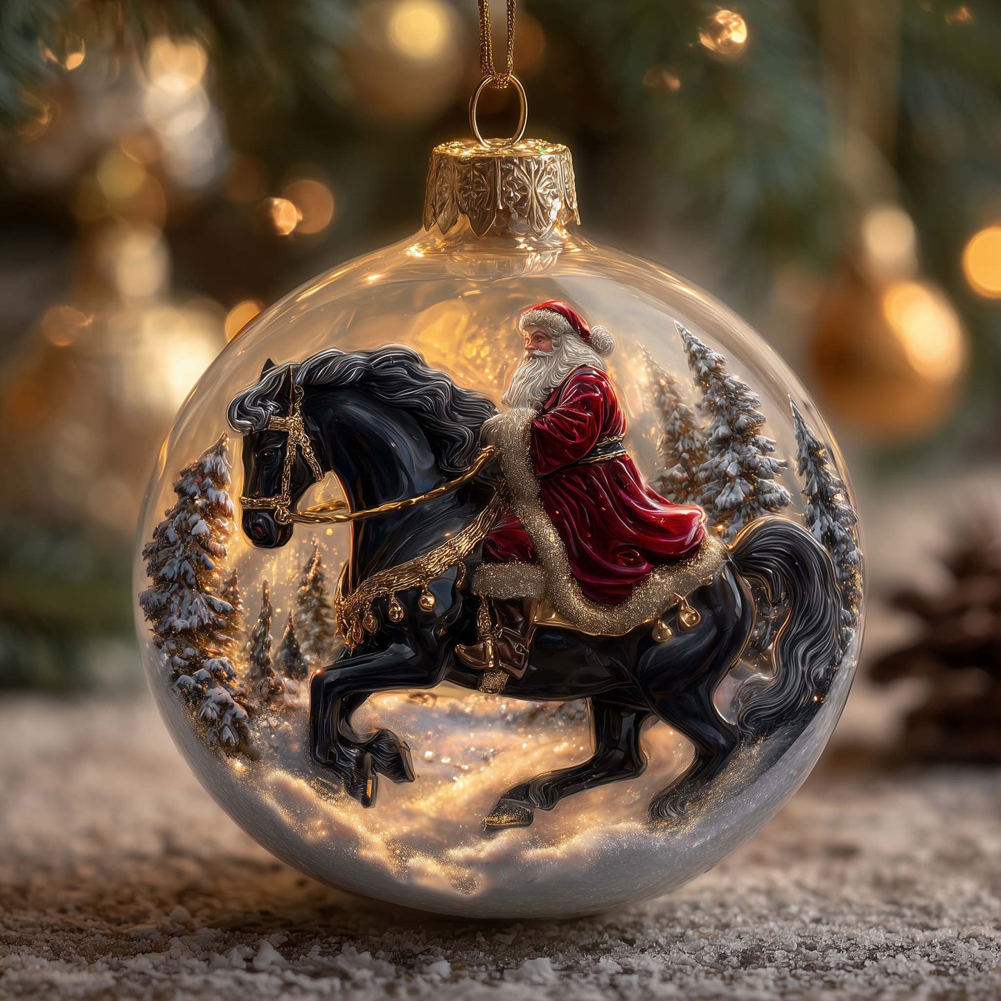 Santa Horseman Christmas Mica Ornament GFSPYC101