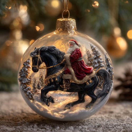 Santa Horseman Christmas Mica Ornament GFSPYC101