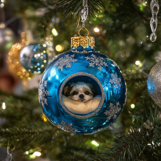 Shih Tzu Nest Christmas Mica Ornament GFSPYC105