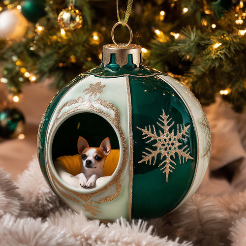 Chihuahua Nest Christmas Mica Ornament GFSPYC106