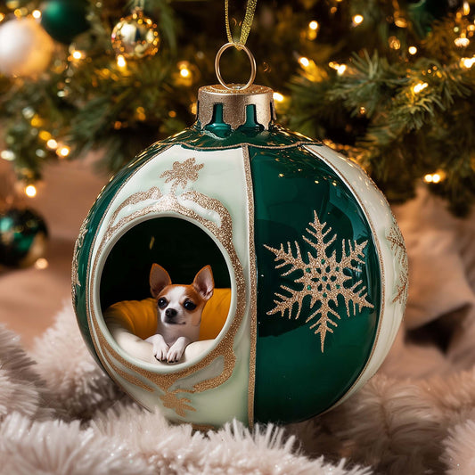 Chihuahua Nest Christmas Mica Ornament GFSPYC106