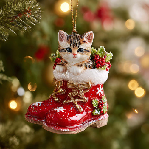 Cozy Cat Christmas Mica Ornament GFSPYC137