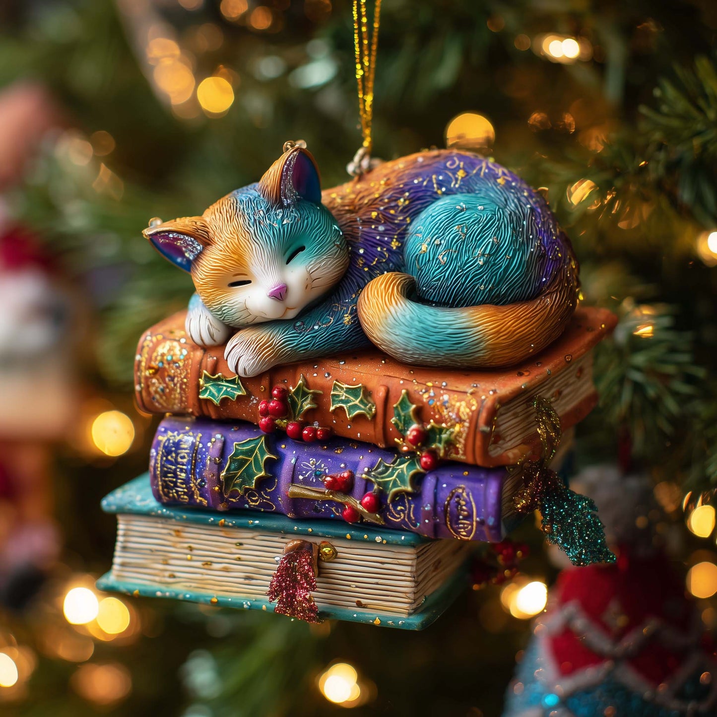 Cozy Cat Christmas Mica Ornament GFSPYC139