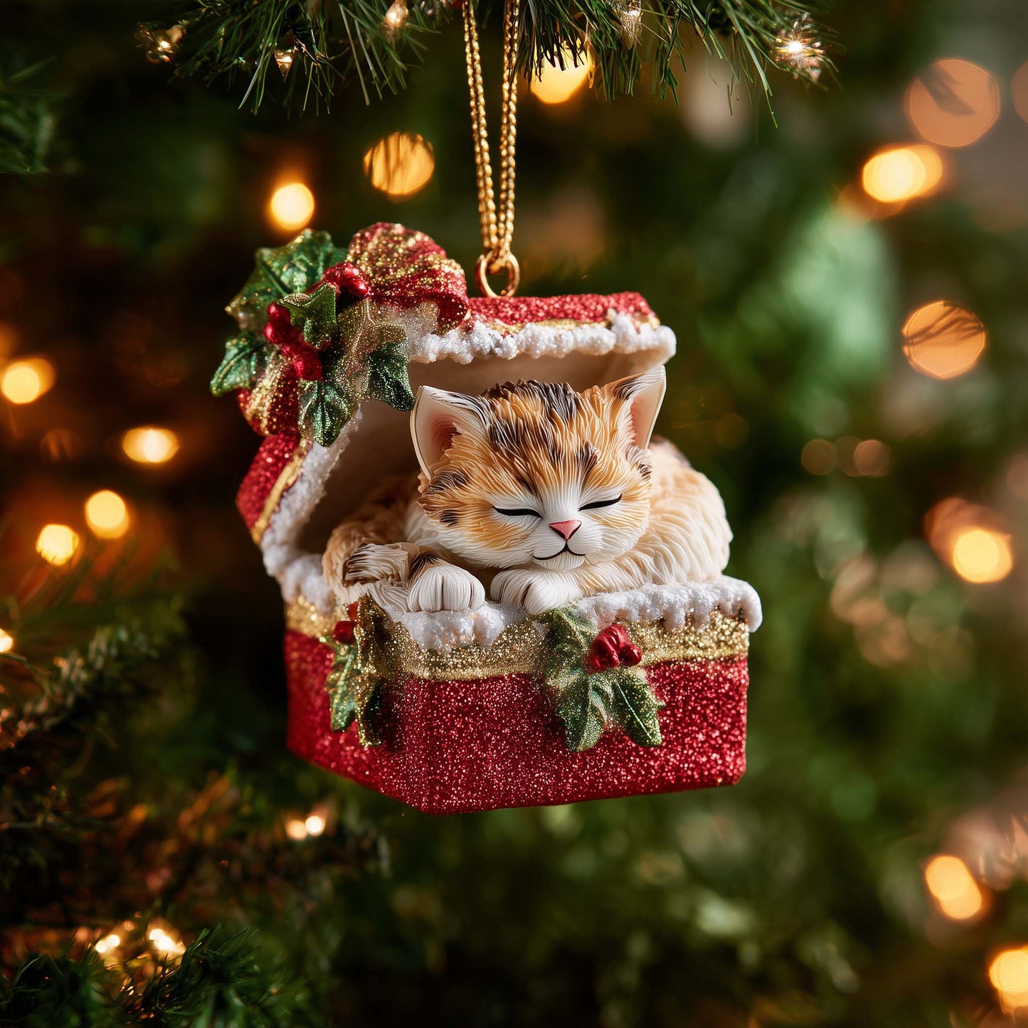 Cozy Cat Christmas Mica Ornament GFSPYC140