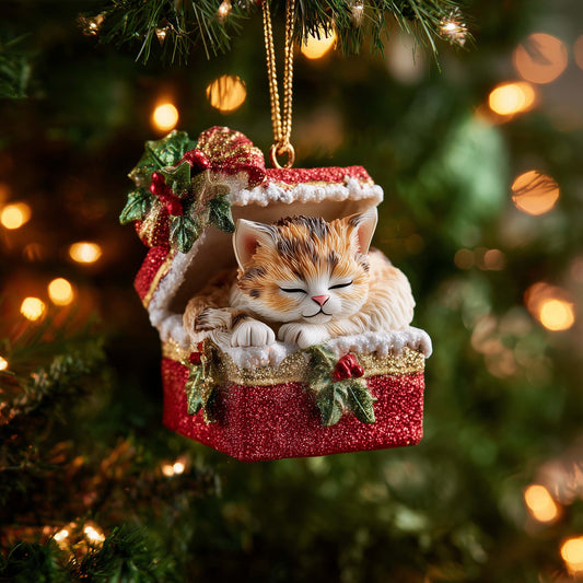 Cozy Cat Christmas Mica Ornament GFSPYC140
