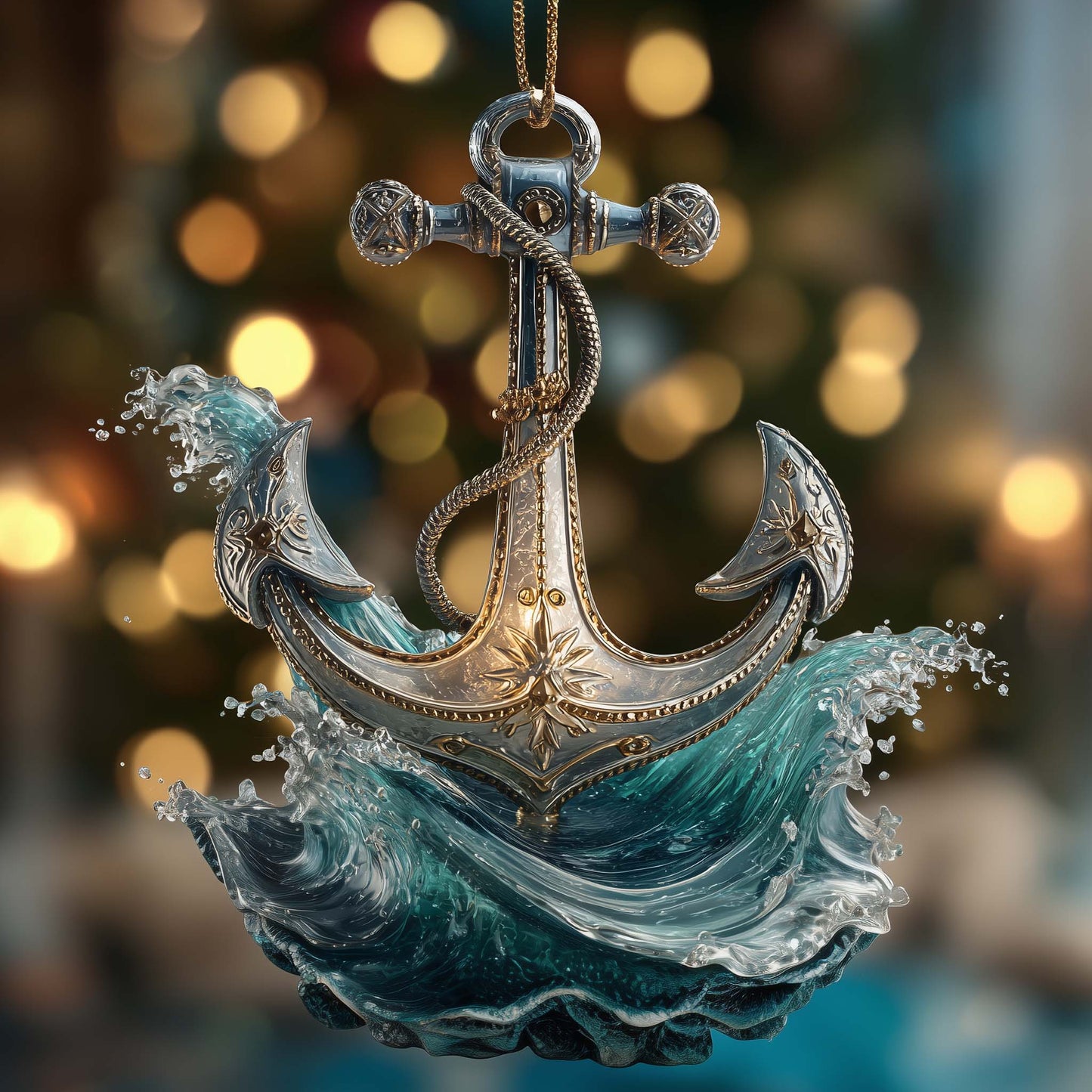 Ocean Emblem Christmas Mica Ornament GFSPYC158