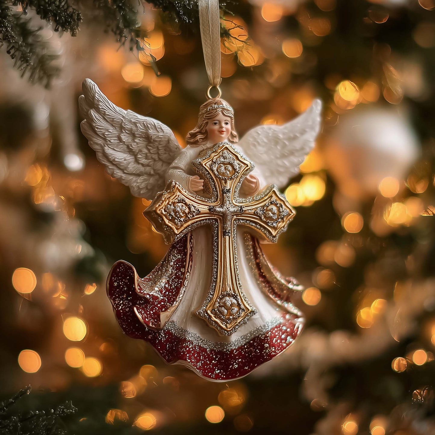 Sacred Cross Christmas Mica Ornament GFSPYC18