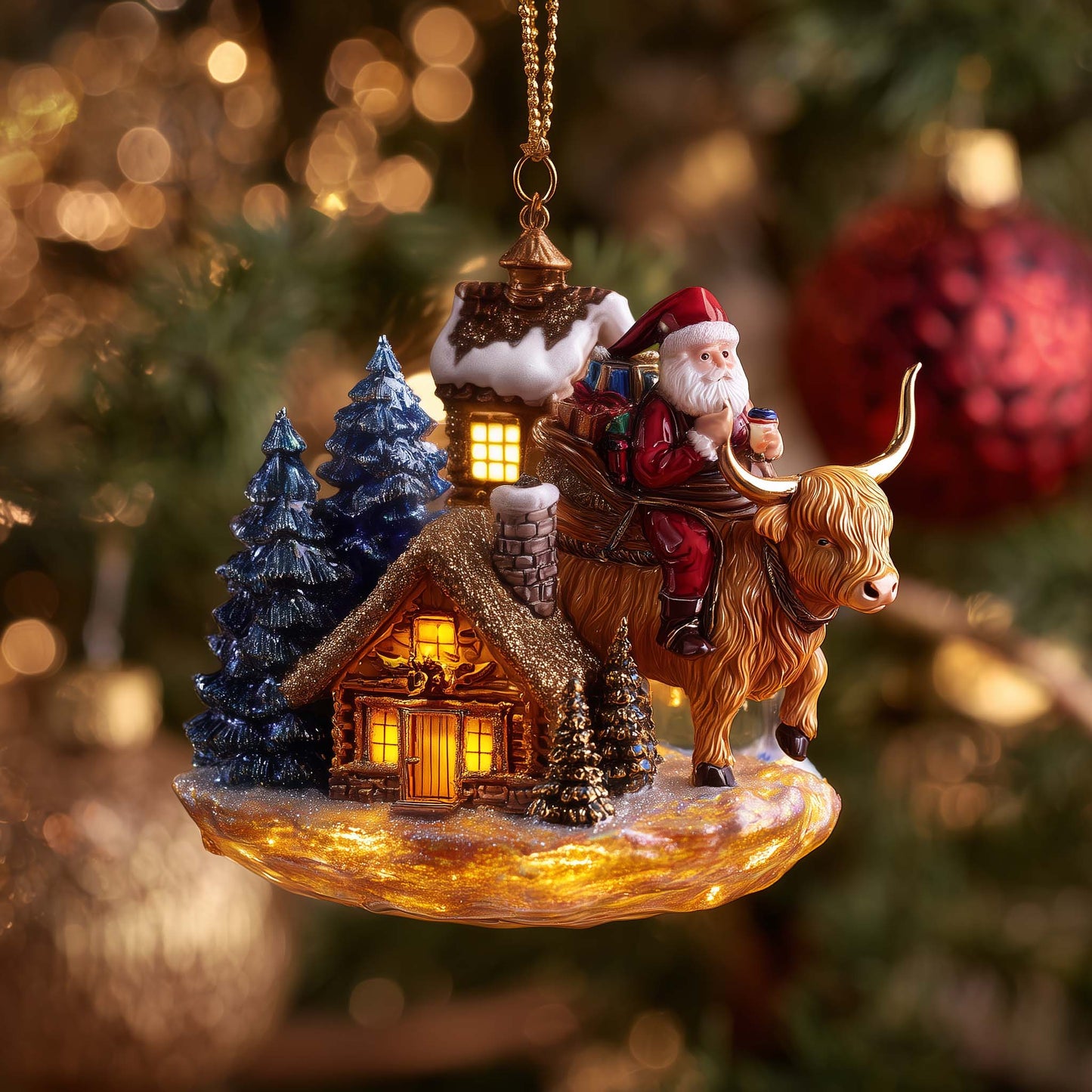 Highland Santa Christmas Mica Ornament GFSPYC96