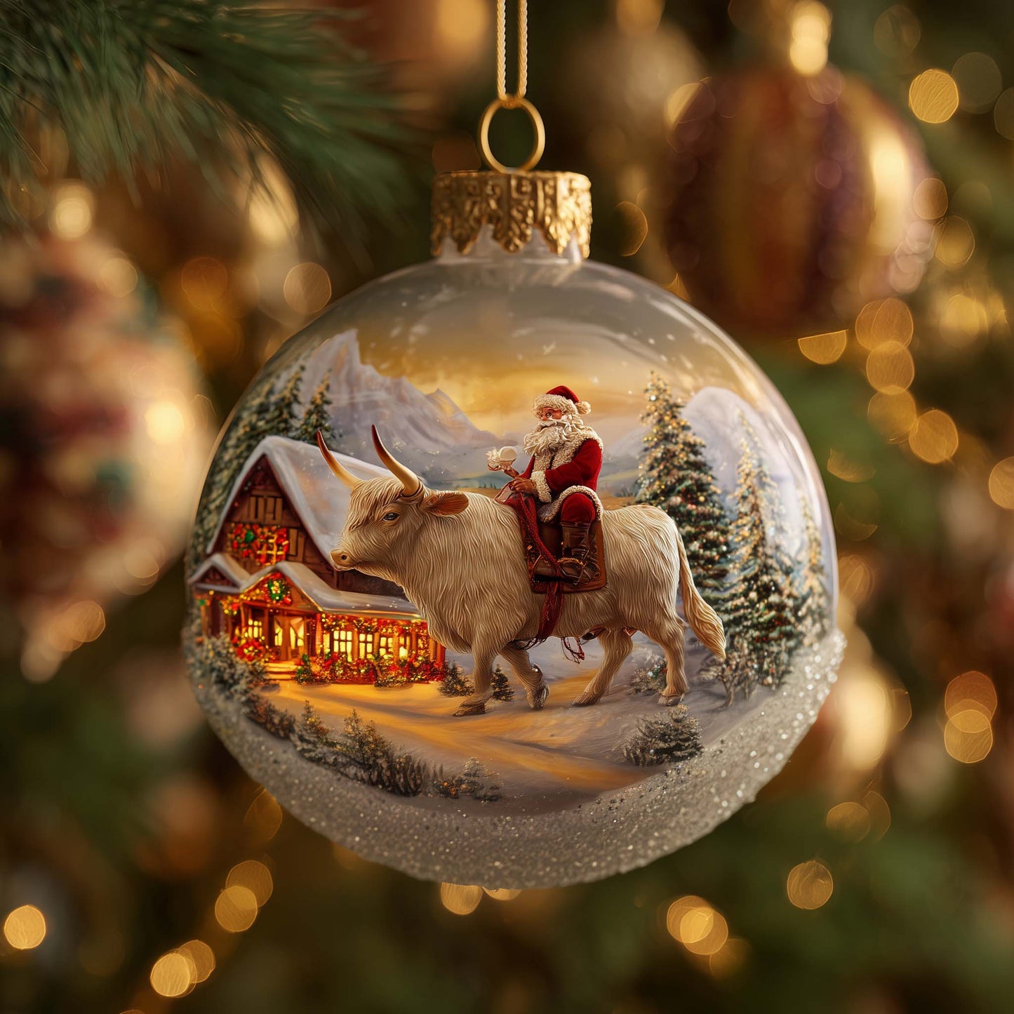 Highland Santa Christmas Mica Ornament GFSPYC97