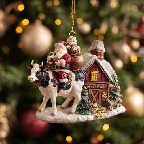Santa Cow Christmas Mica Ornament GFSPYC98