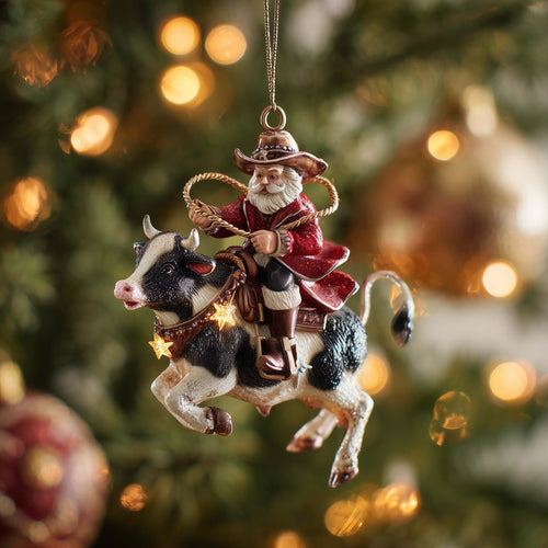 Santa Cow Christmas Mica Ornament GFSPYC99