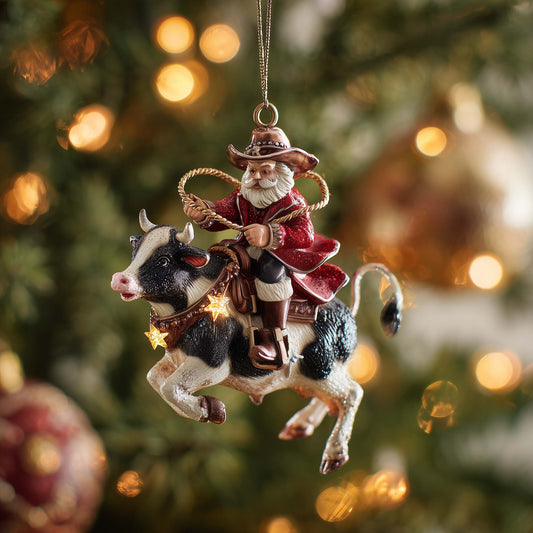 Santa Cow Christmas Mica Ornament GFSPYC99