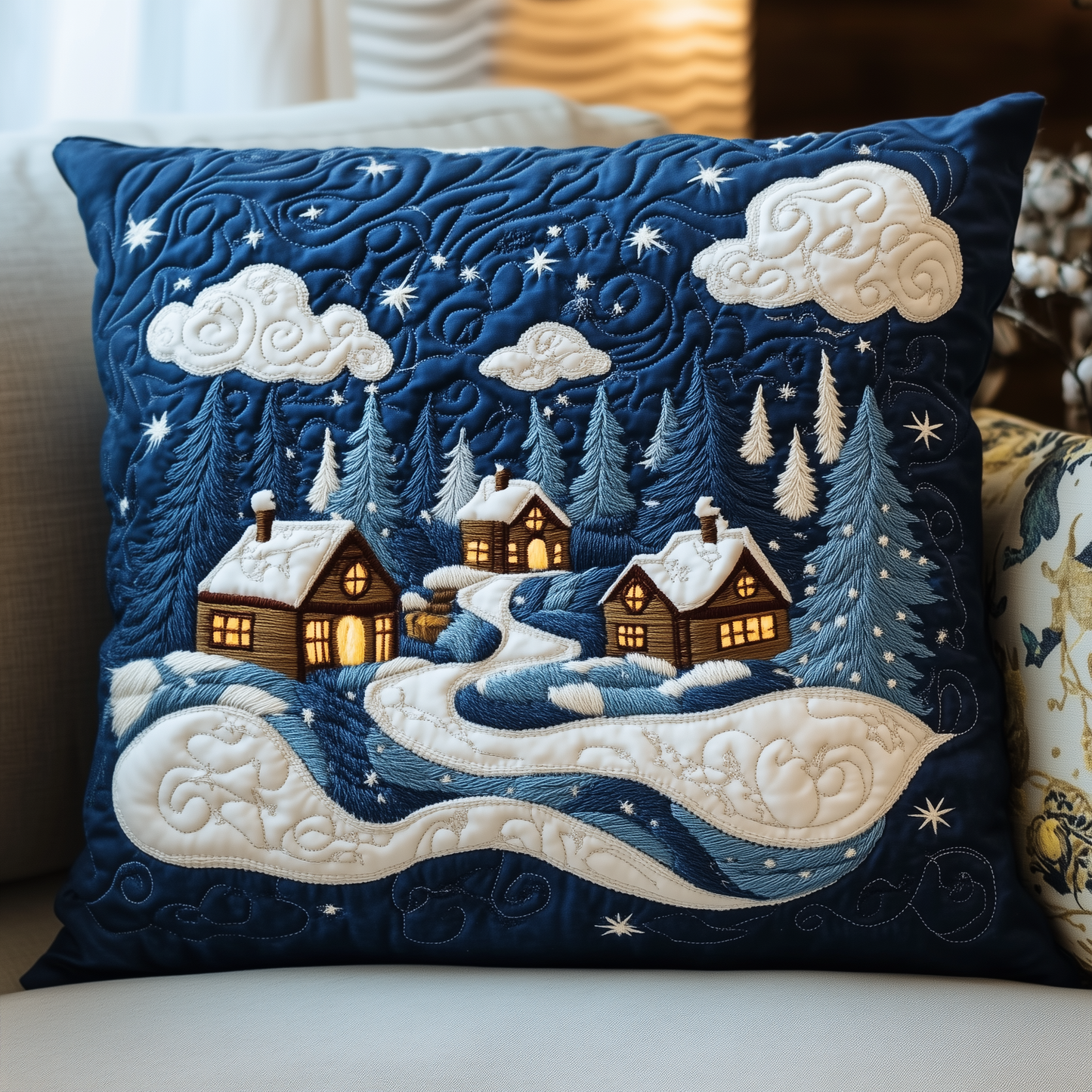 Christmas Village Quilted Pillow Case GFTOAB1221