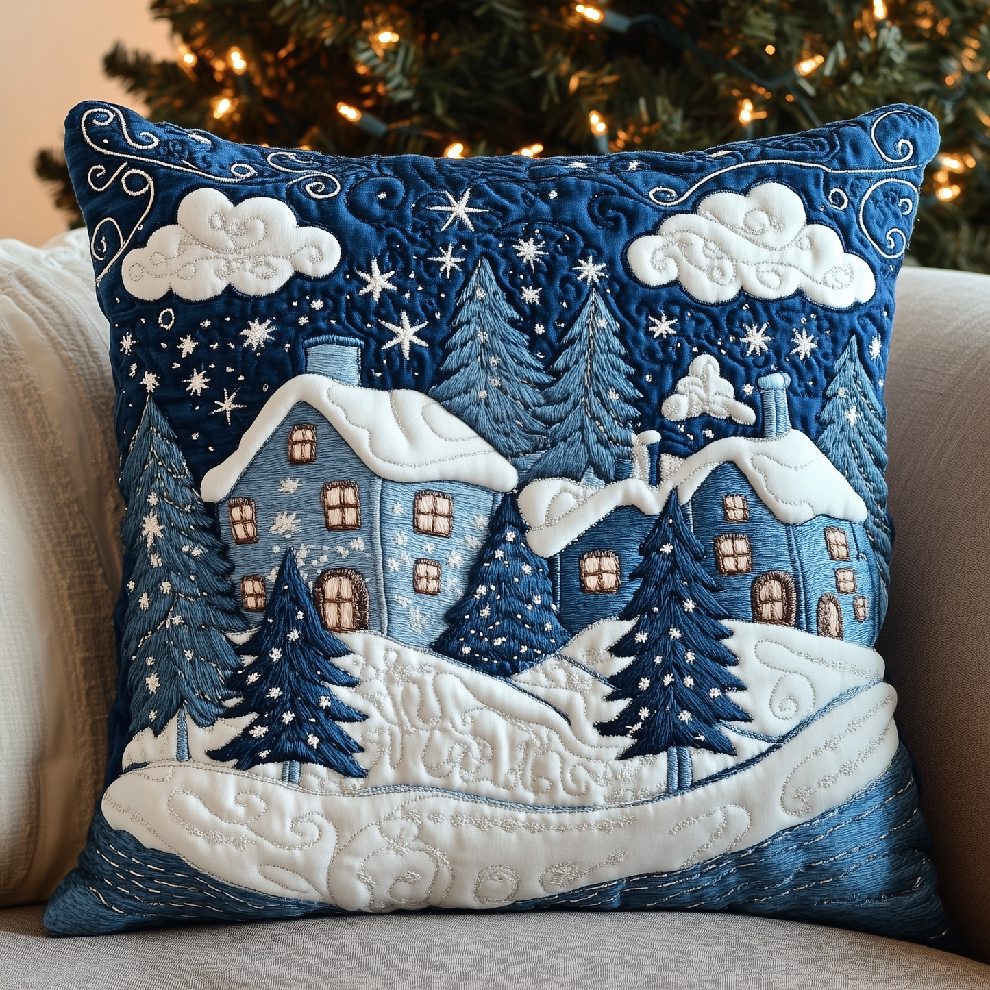 Christmas Village Quilted Pillow Case GFTOAB1224