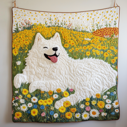Floral Samoyed Quilted Blanket GFTOAB1548