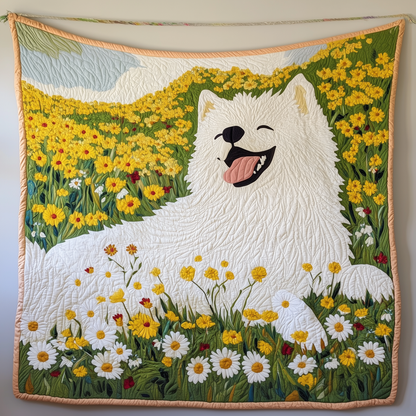 Floral Samoyed Quilted Blanket GFTOAB1549
