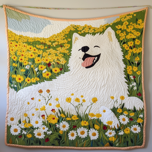 Floral Samoyed Quilted Blanket GFTOAB1549
