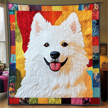 Colorful Samoyed Quilted Blanket GFTOAB1553
