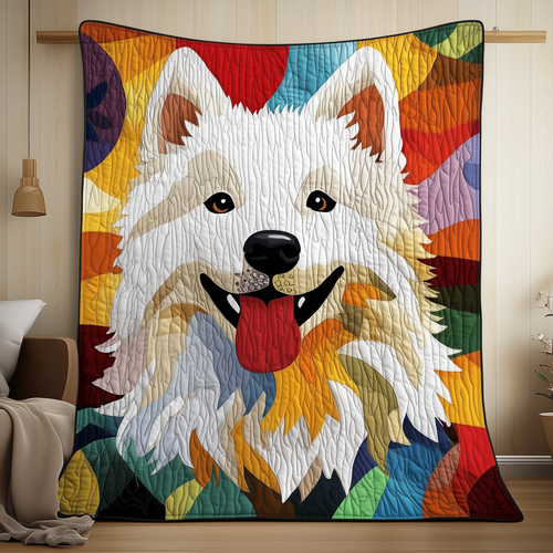 Colorful Samoyed Quilted Blanket GFTOAB1556
