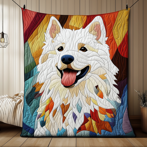 Colorful Samoyed Quilted Blanket GFTOAB1557