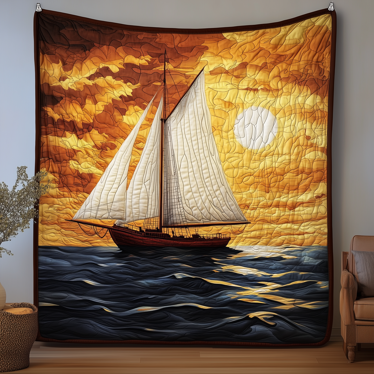 Majestic Sailboat Quilted Blanket GFTOAB1626