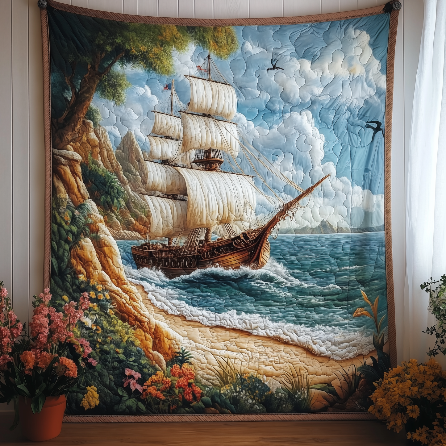 Majestic Sailboat Quilted Blanket GFTOAB1629