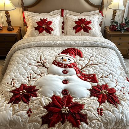 Elegant Winter Snowman 3-Piece Quilted Bedding Set GFTOAB1700