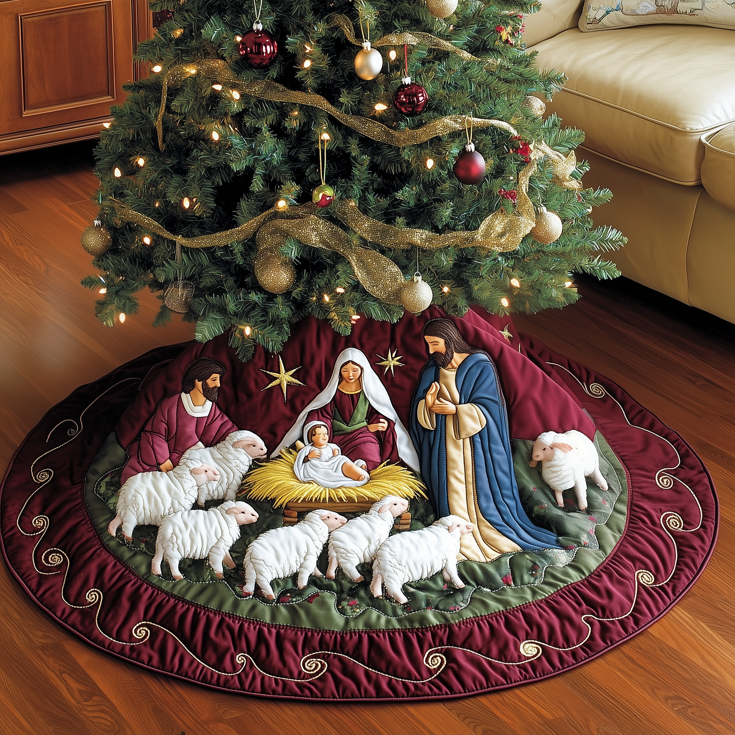 Nativity Scene Quilted Tree Skirt GFTOAB1711