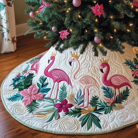 Christmas Charming Flamingo Quilted Tree Skirt GFTOAB1846