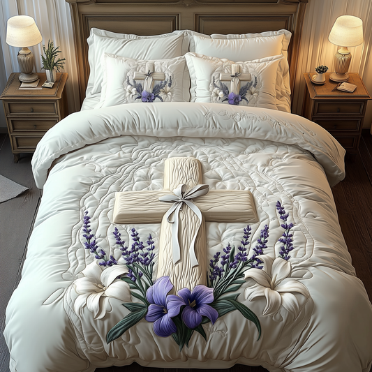 Stunning Cross 3-Piece Quilted Bedding Set GFTOAB1873