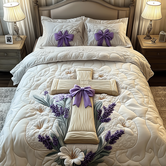 Stunning Cross 3-Piece Quilted Bedding Set GFTOAB1875